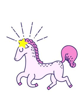 Parıldayan yıldızlar, geleneksel dövme stili hoplayıp zıplayan aygırın canlandırmasını etkiler.