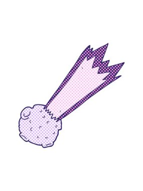 freehand çizilmiş karikatür göktaşının pixelize etkisi canlandırması