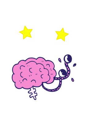 dönen yıldızların çizgi film animasyonu canavar bir beynin karalaması