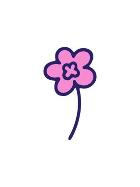 Basit çiçek karikatürünün radyoaktif parlayan animasyonu