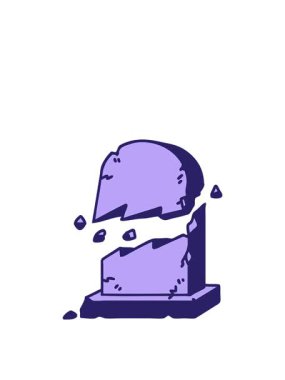 Kırık bir mezar taşı çizgi filminin zıplama hareketi