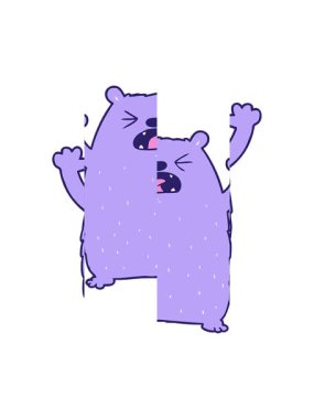 Neon Bear çizgi film karakterinin bölünen hareketi