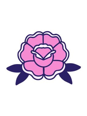 Dövme stili dekoratif çiçeğin karikatürünün hareketli animasyonu