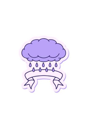 Yanıp sönen radyal çizgiler dövme stili yapıştırması yağmur sancağıyla birlikte