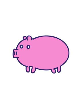 Şişko bir domuzun gradyan gölgeli çizgi filminin canlandırması.