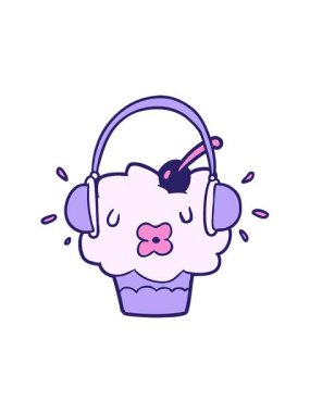 müzik dinleyen komik çizgi film kekinin animasyonunu durdurup duraklat