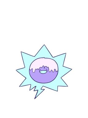 Konuşma baloncuklu çizgi film donutunun zıplama hareketi