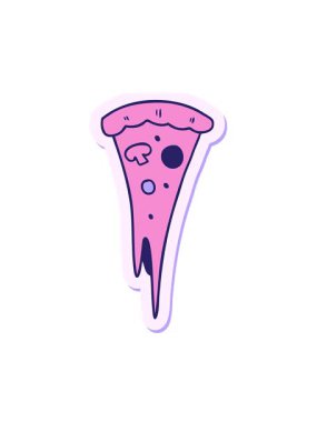 Bir dilim pizzanın el çizimi karikatür karikatürünün animasyonunu aç.