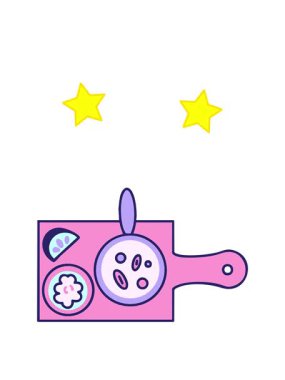 dönen yıldızların çizgi filmi Brezilya moqueca ahşap tabakta sergilenir.