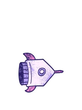 Çizgi film karalama uzay gemisinin yükseliş ve yüzme animasyonu