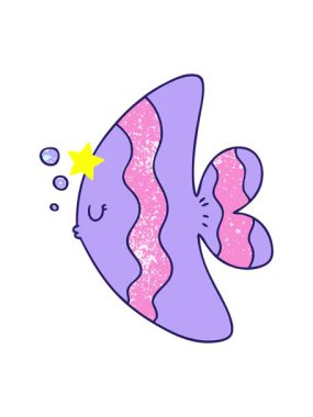 Parlayan yıldızlar eğlenceli çizgi film balıklarının animasyonunu etkiler.