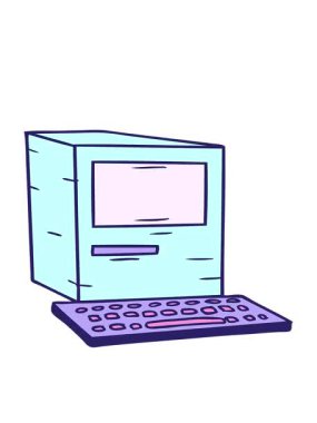 bir bilgisayar ve klavyenin el çizimi karalamalarının hareketli animasyonu