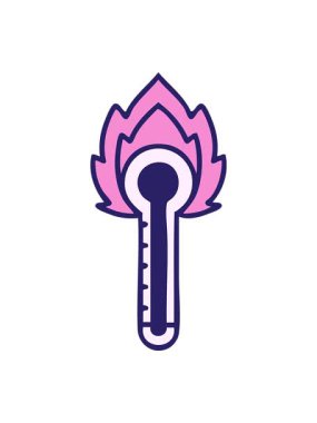 Sıcak cam termometrenin sevimli çizgi filminin basınçlı canlandırması