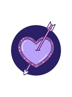 Bir okun ve kalbin dövme stili görüntüsünün hareketli canlandırması