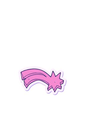 Bir karikatür dekoratif kayan yıldızın çıkartmasının yükselişi ve yüzüşü