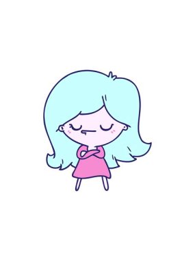 Kawaii kızının serbest çizim animasyonunun bölünme etkisi