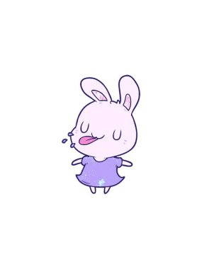 Ahududu üfleyen sevimli çizgi film tavşanının radyoaktif parlak animasyonu