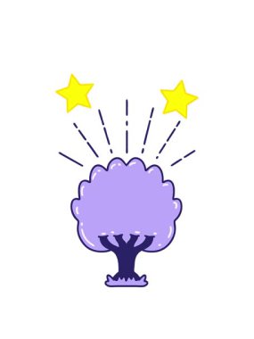 dönen yıldızlar geleneksel dövme ağacının bir çiziminin animasyonu