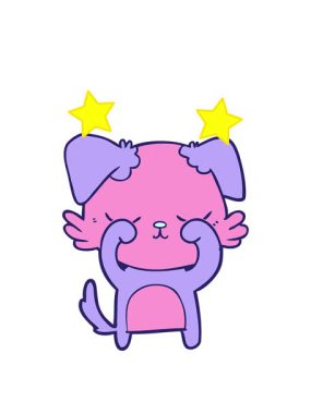 dönen yıldızlar sevimli çizgi film köpeğinin animasyonu