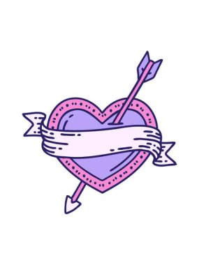 ok kalbi ve sancağın ikonik dövme şeklindeki görüntüsünü bob ve duraklat