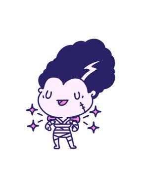 Geleneksel dövme stili zombi gelin karakterinin titreşimli animasyonu