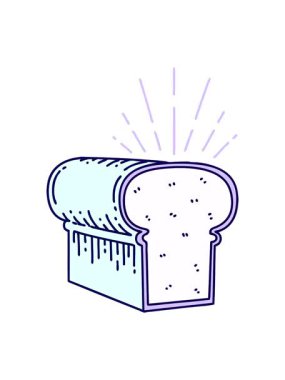 Geleneksel dövme stili bir somun ekmeğin neon ışık efekti canlandırması