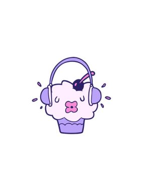 Muzik dinleyen komik çizgi film kek animasyonunun bölünme etkisi