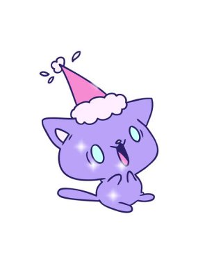 Kawaii kedisinin Noel tasarımının elle çizilmiş animasyonu.