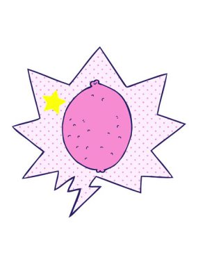 twinkling stars effect animation of cartoon lemon with speech bubble in comic book style