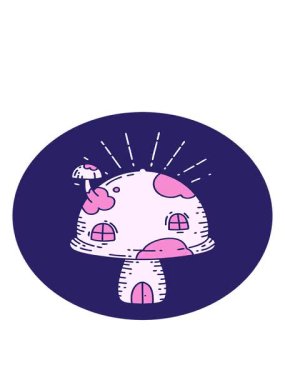 Dövme stili mantar evi simgesinin hareketli animasyonu