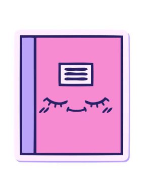 Sevimli bir çizgi film defterinin yapıştırmasını salla ve durdur