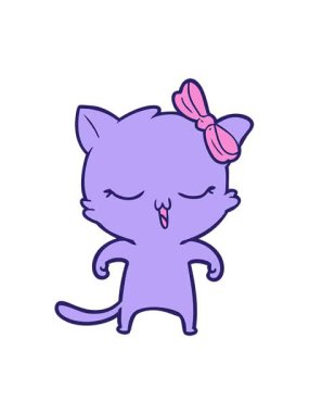 Kafasında fiyonk olan çizgi film kedisinin hareketli animasyonu