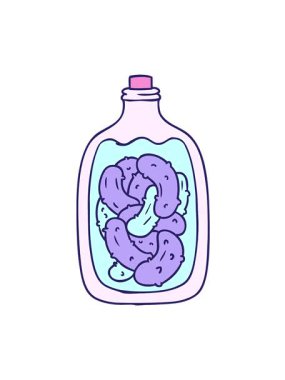 Karikatür karalama kavanozunun hareketli animasyonu turşu turşusu.