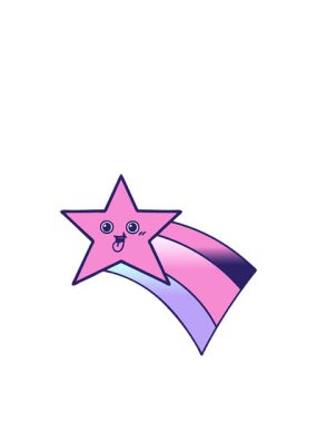 Kayan bir gökkuşağı yıldızının gradyan gölgeli çiziminin zıplama hareketi