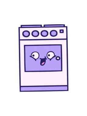 Mutfak fırınının sevimli çizgi filminin hareketli animasyonu