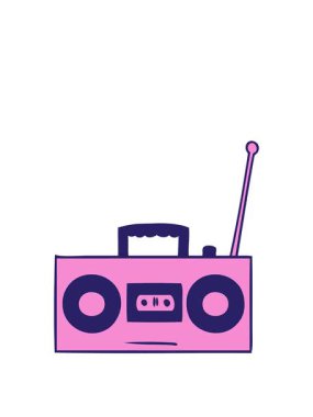 Bir retro kasetçaların çizgi film karalamalarının animasyonunu genişletiyorum.