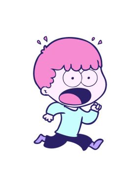 Çizgi filmin animasyonunu salla ve durdur. Şok olmuş adamın kaçışı.