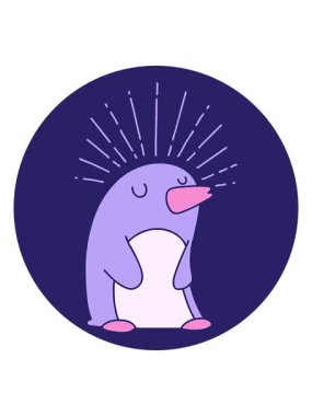 Dövme stili mutlu penguenin animasyonunu bob ve duraklat