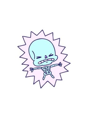 Korkunç bir iskeletin serbest çizilmiş karikatürünün dikkat çekici animasyonu