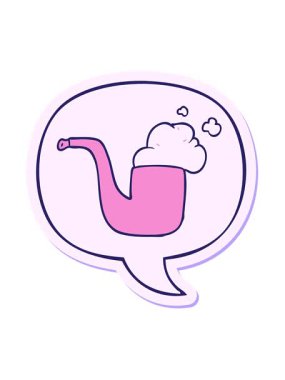 Konuşma kabarcığı çıkartmalı eski bir sigara piposunun hareketli animasyonunu oynat