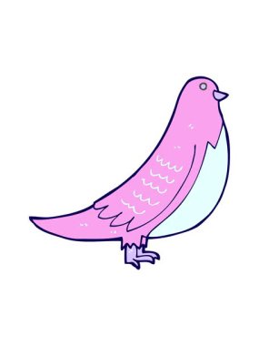 Parlak bir kuşun çizgi film karalamalarının neon ışık efektleri