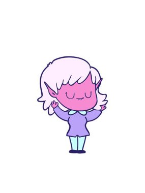 Mutlu çizgi film elf kızı imajının yanıp sönen radyal çizgileri