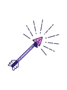 Geleneksel dövme stili eski çakmaktaşı ucu okunun dönen hareketli animasyonu