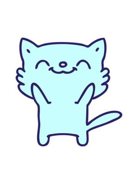 Mutlu küçük bir kedinin çizgi filminin ışık efekti.