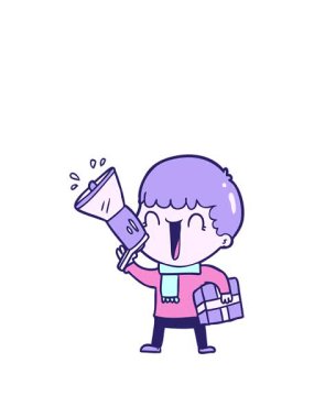 Bugünün megafonlu çizgi film adamının animasyonunu genişletiyorum.