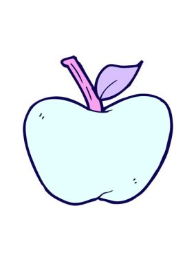 Elma çizgi film tasarımının neon ışık efekti animasyonu