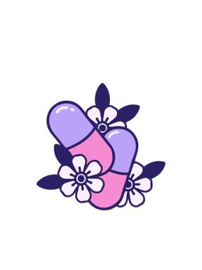 Yanıp sönen radyal çizgiler dövmenin geleneksel hap ve çiçek stilinde canlandırılması