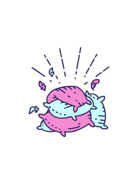 Dikkat çekici animasyon geleneksel dövme tarzı yastık yığını.