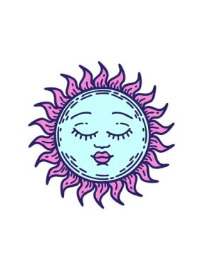 attention grabbing animation of tattoo in traditional style of medieval sun