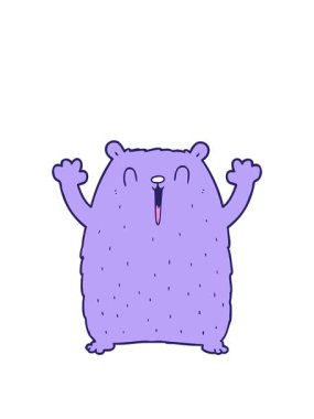 Neşeli çizgi film ayısının animasyonunu genişletiyor.